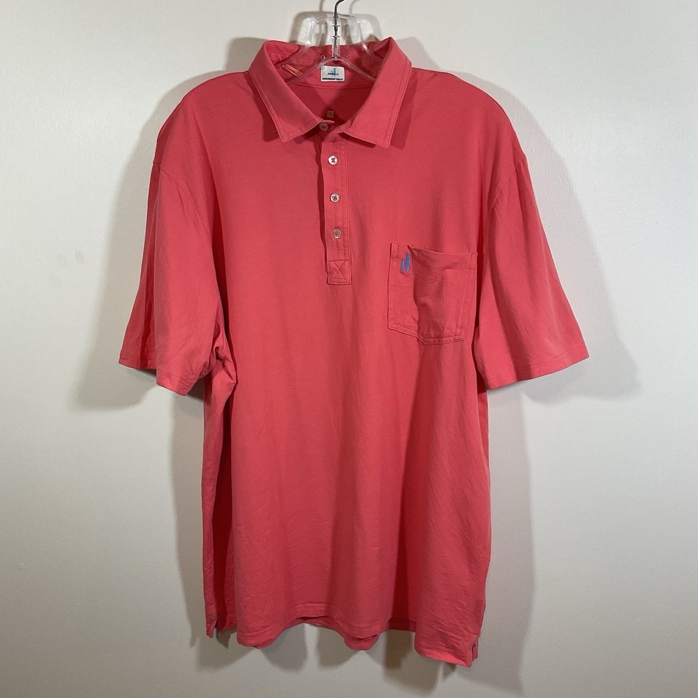 Johnnie-O Original 4 Button Polo Shirt Mens XL Coral Reefer Hangin Out Coastal